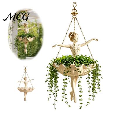 Ballettänzerin Hängepflanzer Pflanzer, Niedlicher Harz-Ballerina-Blumentopf, Eleganter Halter für Sukkulenten Künstlerische Hängepflanzen Spinnenpflanzen Aufhänger