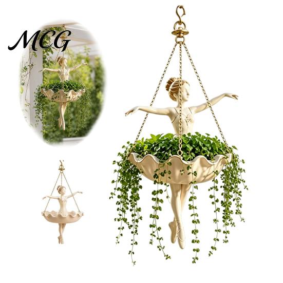 Ballet Dancer Hanging Planter Planter, Cute Resin Ballerina Plant Pot, Elegant Holder for Succulents Artistic Trailing Vines Spider Plants Hanger