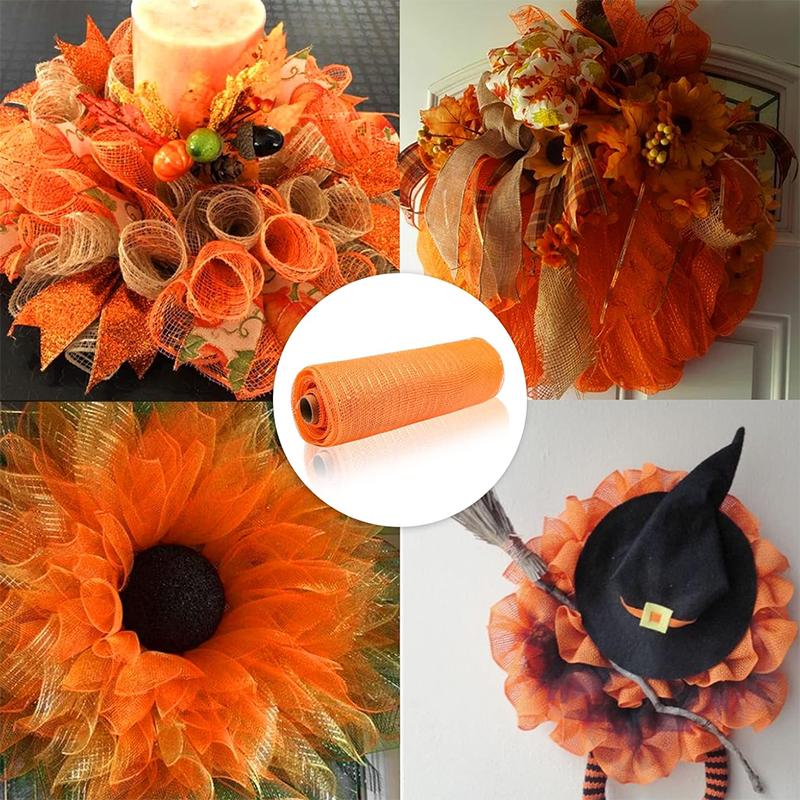 WTEMPO Halloween Mesh Ribbon for Wreath Striped Decorative Mesh Front Door Wreath & Craft Tree Decortive Supplies Durable Mesh Crafts Making Material