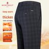 MONTAGUT Men's Warm Stretchy Subtle Check Straight Leg Pants