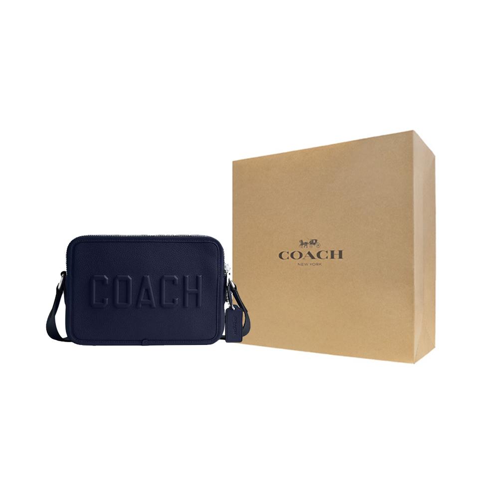 Coach Charter Crossbody 24 Logo Zip Closure Leather Shoulder Bag Medium Men Shoulder Bag Dark-Blue CV931-DEB