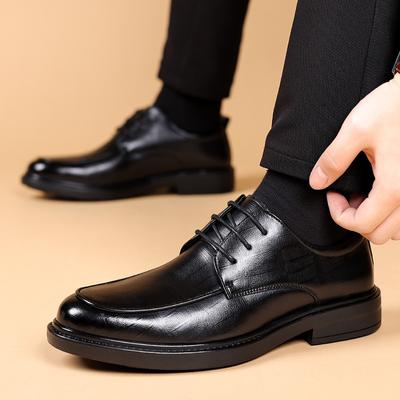 Leather Shoes Men's Business Casual Dress Inner Height Increase 6CM Groom Wedding Suit Shoes Trendy Men's Shoes
