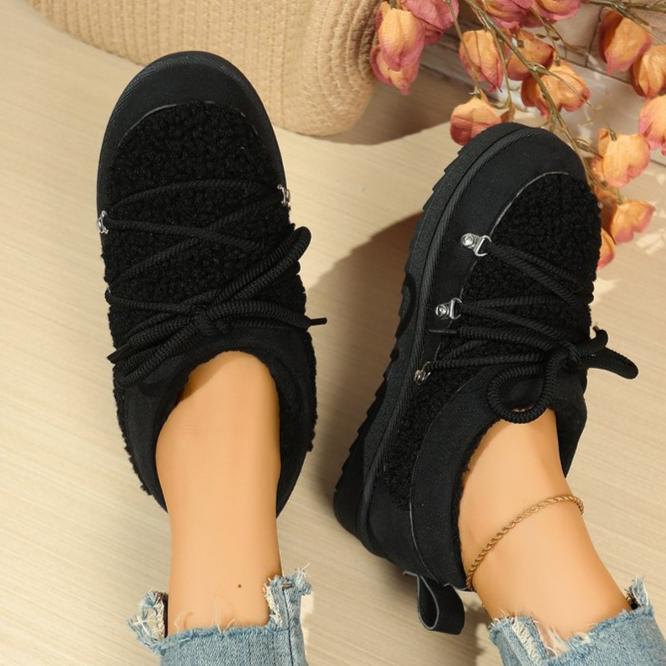 Thick Soled Warm Cotton Shoes for Women In Autumn and Winter of 2025, New Fashionable Sports and Leisure Cotton Shoes with Plush Lace Up Snow Boots
