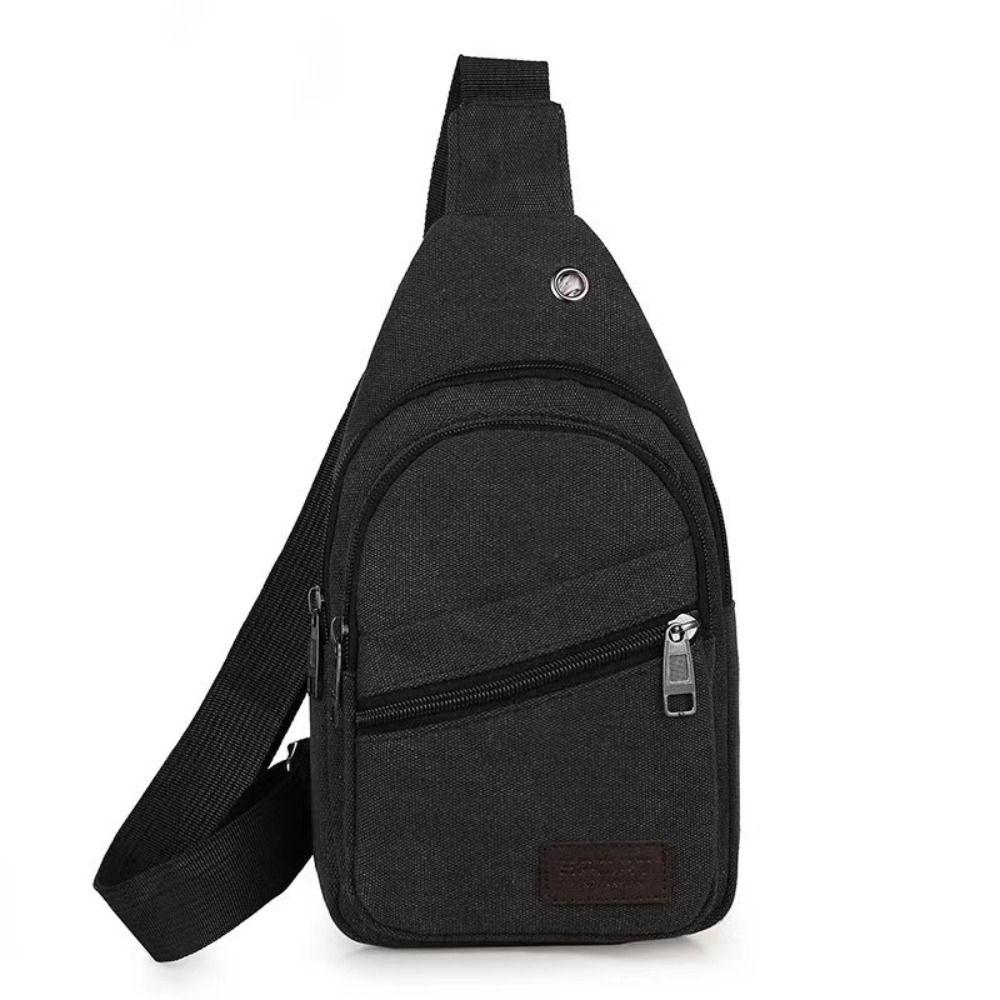 Large Capacity Men Chest Bag High Quality Light Weight Canvas Chest Pack Spatial Layering Sling Bag