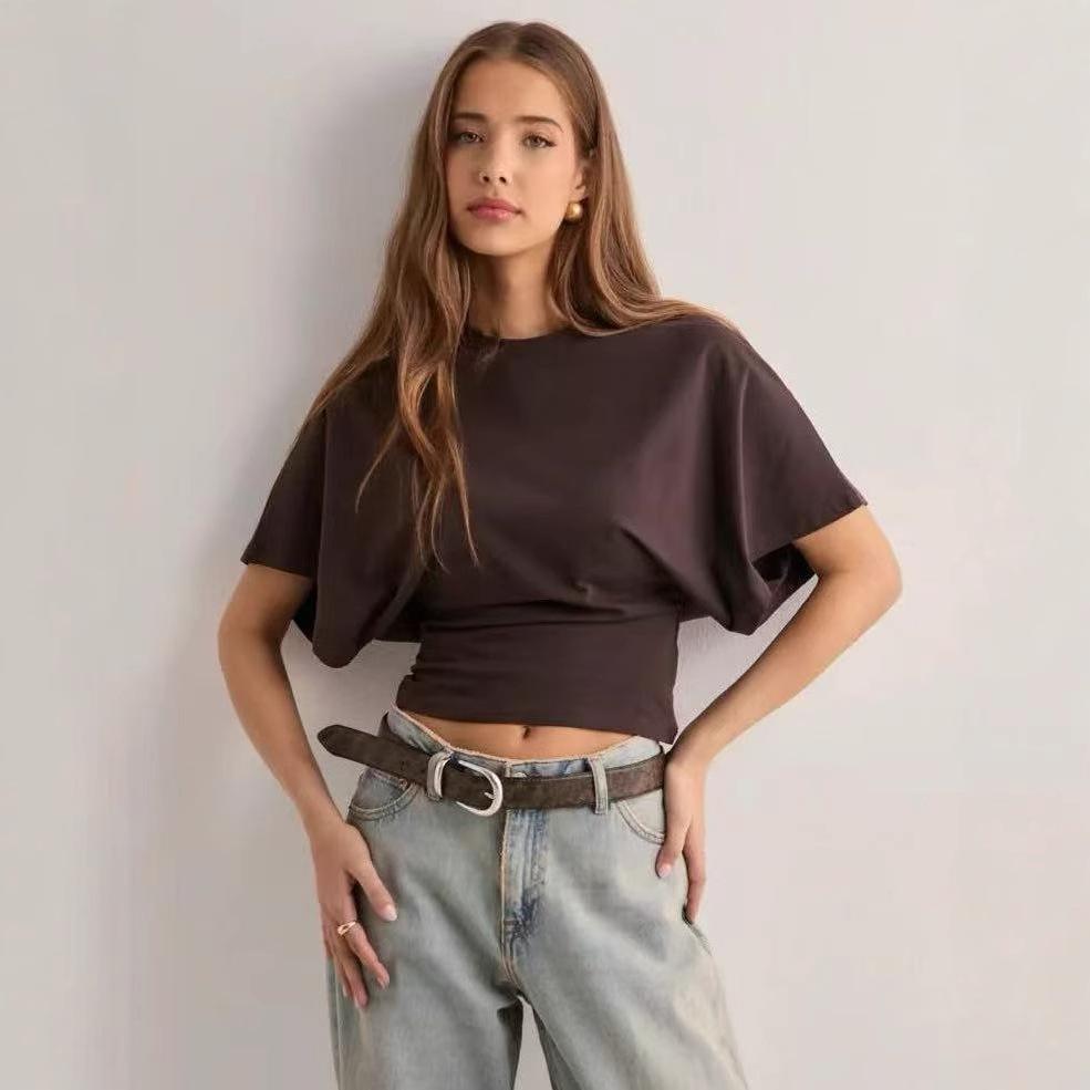 2025 Korean Style Round Neck Short Sleeve Women's Summer Loose T-shirt - Simple, Versatile, Solid Color Design