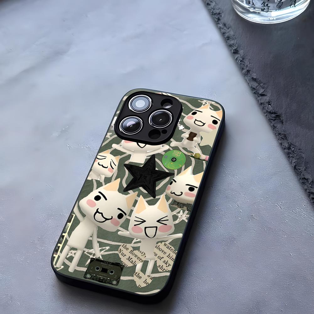 INS Cute Toro Inoue Cat Phone Case Tempered Glass For IPhone 17 13 14 16 12 15 11 Pro Max Plus Mini X XR SE2020 Coque