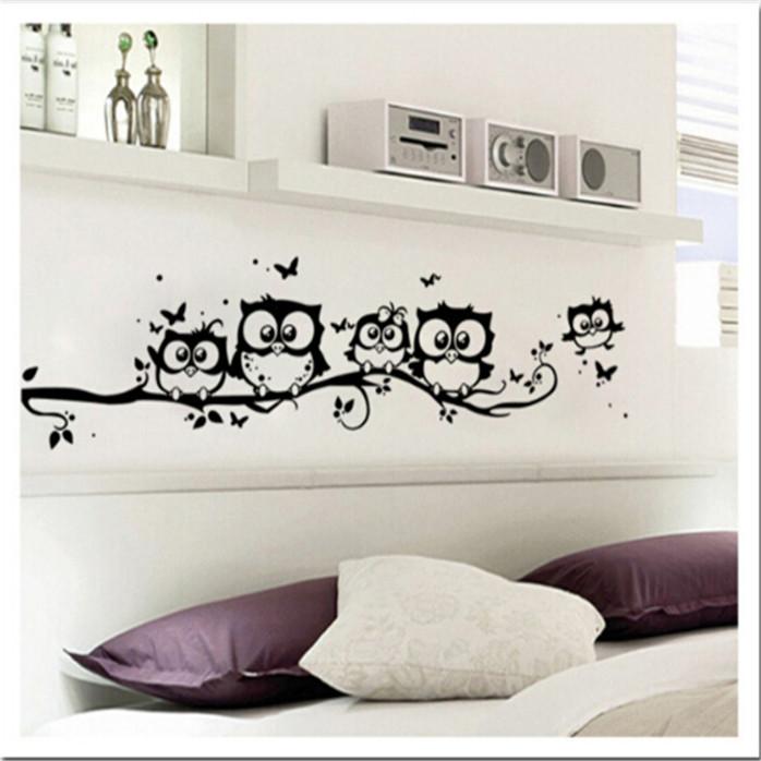 

Пять Сов Станция Дерево Наклейки на стены ПВХ Съемная гостиная Фон Декоративный