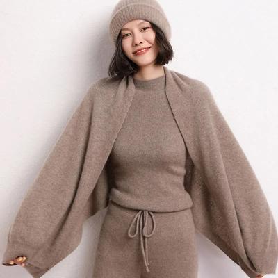 Cashmere Jacket Shawl Women Autumn Outer Warm Cozy Knit Poncho Scarf Dual Purpose Top