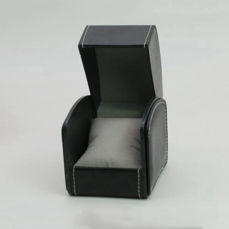 Rounded Corner PU Leather Single Watch Storage Box with Threaded Flip Cover