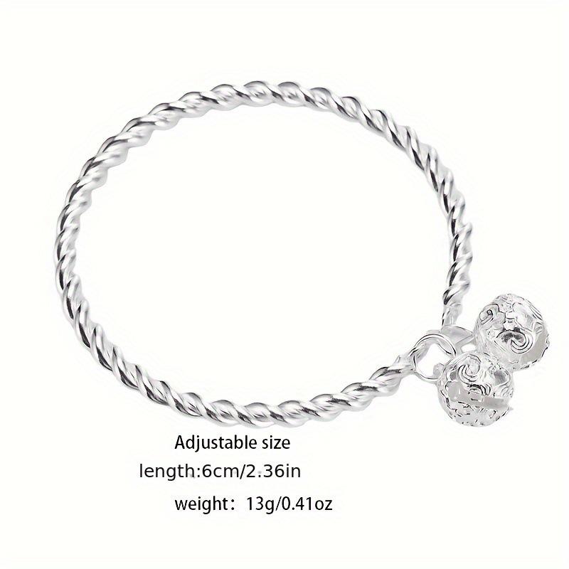 Ancient Style Bell Bracelet: Twisted Wire Bangle with Double Palace Bells for Women & Couples