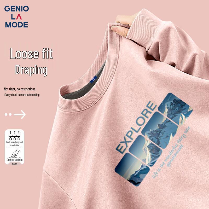 

GENIOLAMODE Men s Heavyweight Fleece-Lined Suede-Like Crew Neck Sweatshirt 2XL