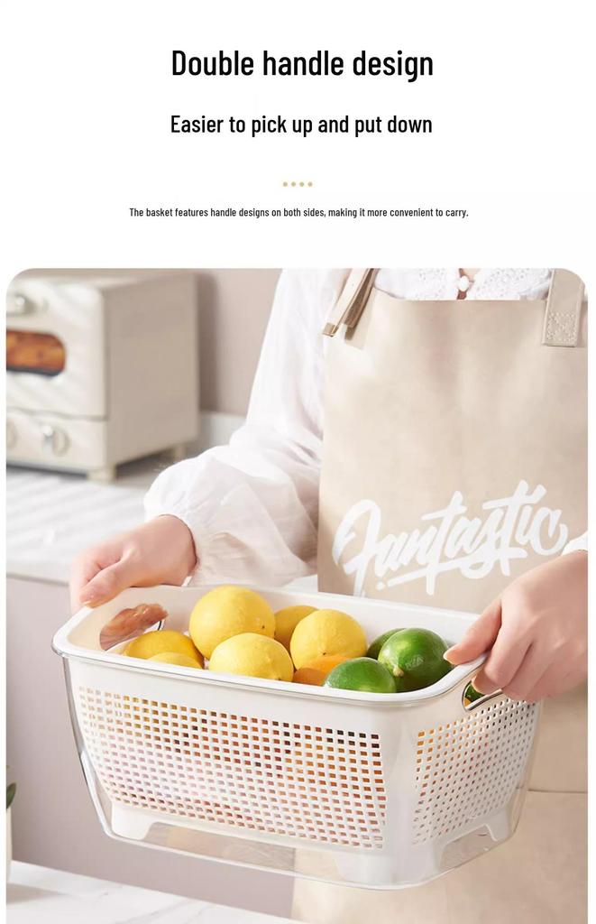 Multi-functional Double-layer Kitchen Sink Basket: Ideal for Washing Rice, Vegetables, and Fruits, or Serving Snacks.