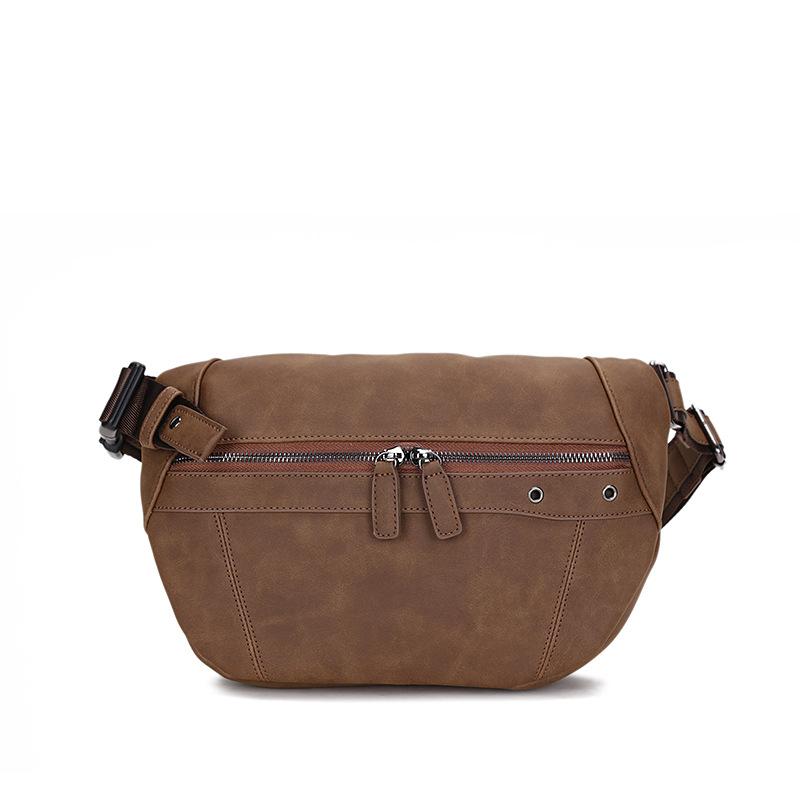 

2026 New Product Men s Small Chest Bag Korean Casual Messenger One-shoulder Trendy Bag Men s Cycling Backpack Crazy Horse Leather Small Shoulder Bag 32cm*7cm*20cm кавовий