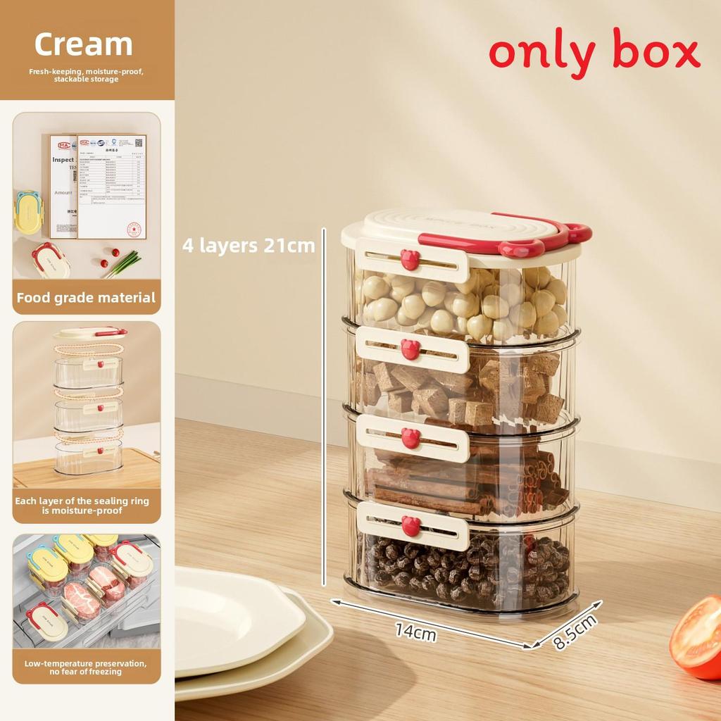 Food Storage Container With Sealed Lids For Kitchen Organization And Spice Preservation