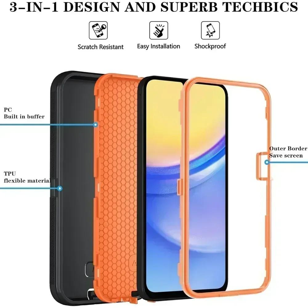 3IN1 Belt Clip Hard Defender Phone Case for Samsung Galaxy A57 A17 A07 A56 A36 A26 A16 A06 A55 A35 A25 A15 A05 A05 SOtt Box Shockproof Armor Cover