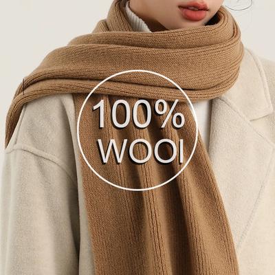 Wool Women Scarves Knitted Winter Warm Cashmere Shawl Unisex Thickened Shawl Fashion Female Solid Color Women Man Scarf
