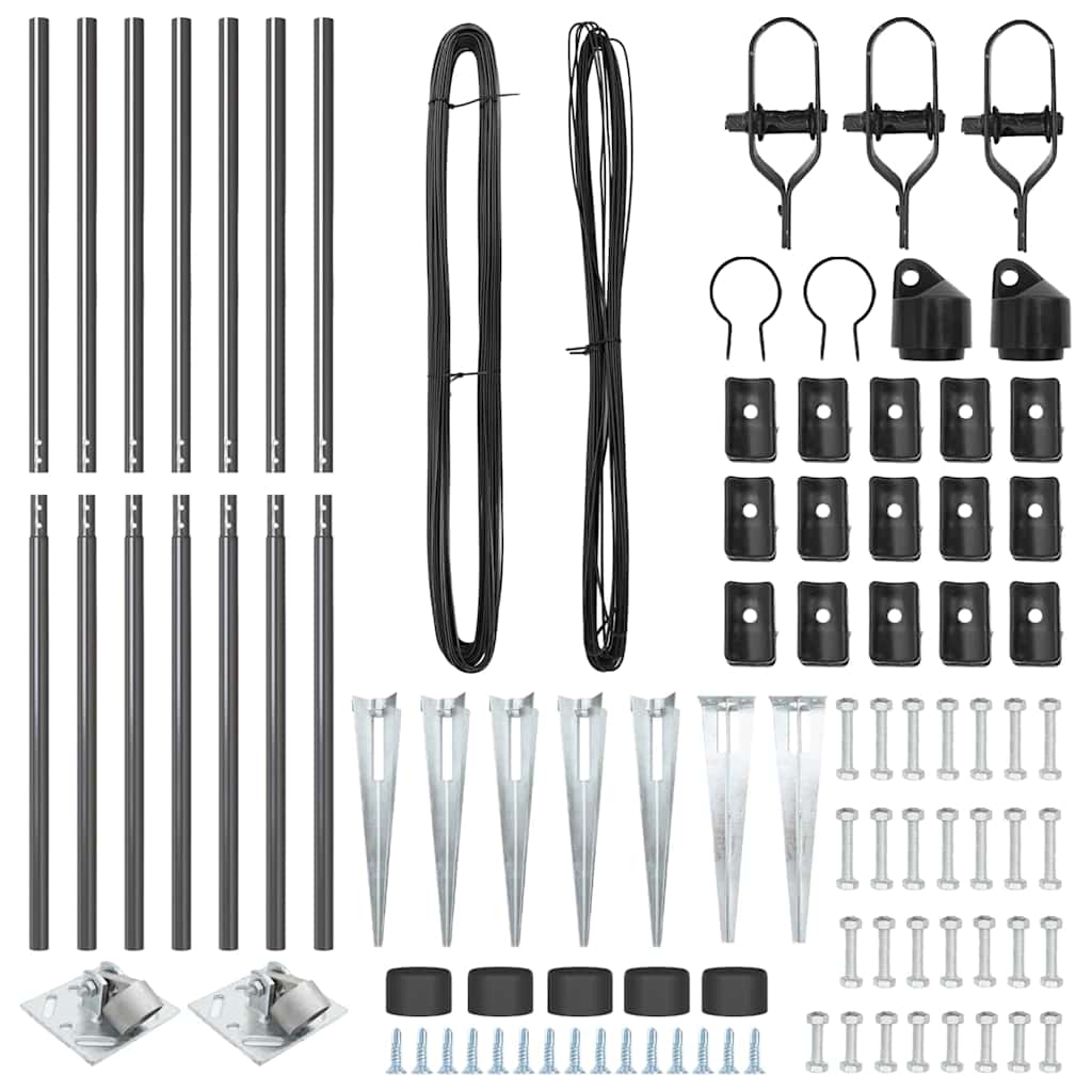 Fence Posts with Drive In Sleeve 7 Pcs Grey