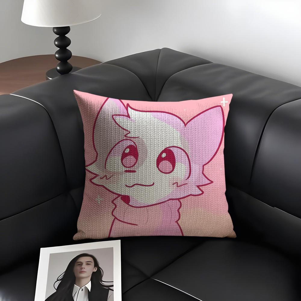 B-Boykisser Sillyy Cat Cute Cushion Cover Natural Linen Organic Fabric Double-Sided Printing Sofa Home Decor Gift Pillow Case