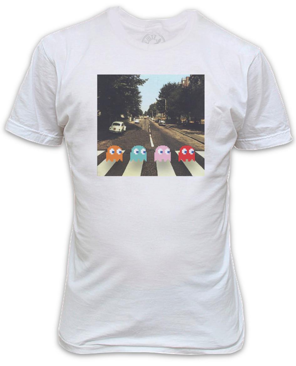 Abbey Road Pacman Ghosts T-Shirt Great Gift Gamer Beatles Fan S
