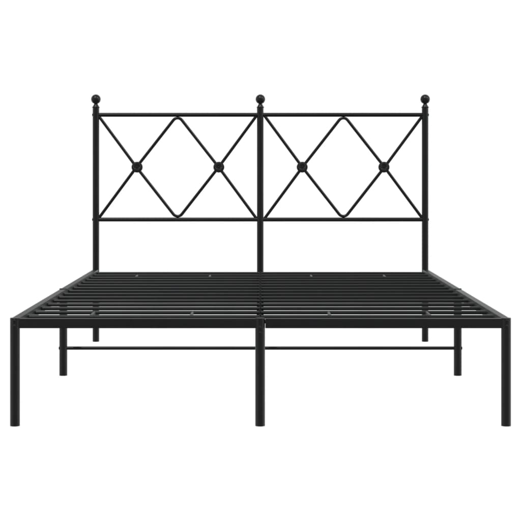 Metal Bed Frame with Headboard Black 120 x 200 cm
