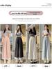 2025 Women's High Waist Lace Trim Ice Silk Wide Leg Pants - Summer Slimming Casual Trousers