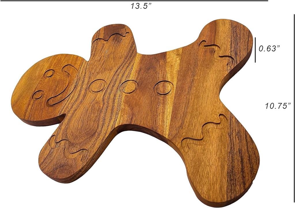 Hack- und Schneidebrett aus Bio-Akazienholz für die Küche, Käse, Fleisch, Gemüse, Obst und Salat (Weihnachtsmann-Brett, 35,6 cm L x 30,5 cm B)