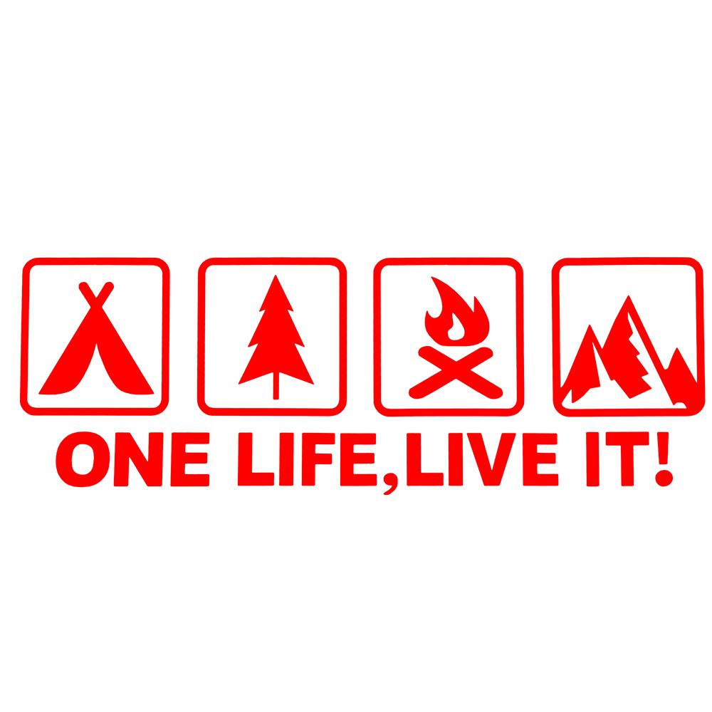 

One Life Live It Кемпинг Креативные светоотражающие наклейки на автомобиль Предупреждающие наклейки на окна автомобиля Универсальные наклейки на автомобиль Автомобильные аксессуары
