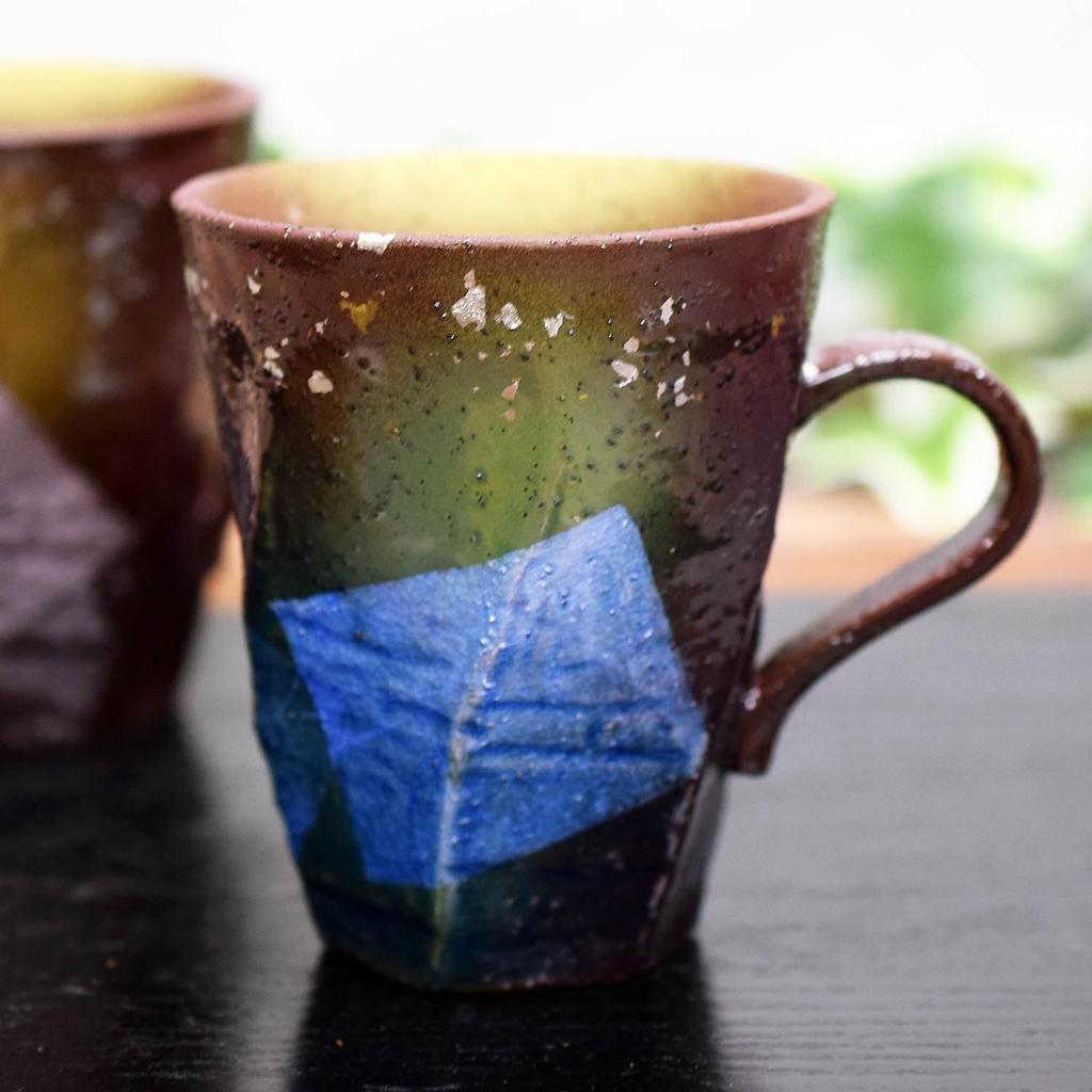 Waza No Kura Stylish Mug Pair Set Kutani Ware Ginsai Gold and Silver Chirashi Pottery Luxury Brand Tableware
