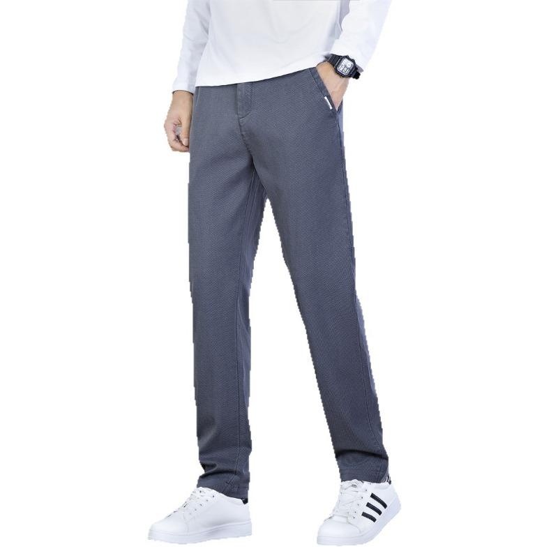 Men's business casual trousers men's autumn and winter elastic breathable pants blue straight boys fashion loose trousers
