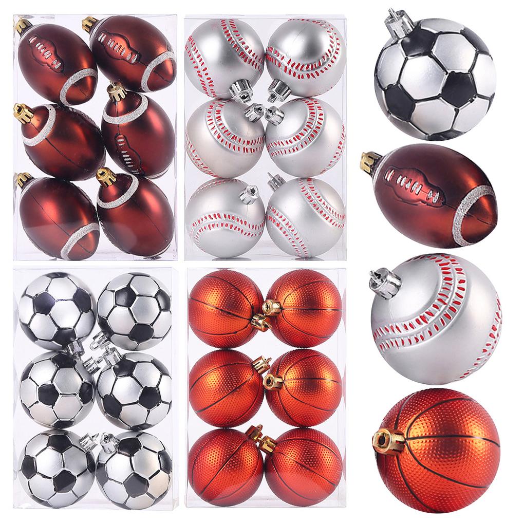 6-teiliges Set einfach aufzuhängender Fußball-Weihnachtskugeln – Exquisite Weihnachtsbaumdekoration