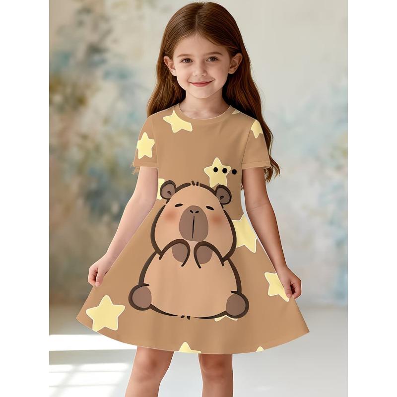

3D color tiger print long dress for girls 110