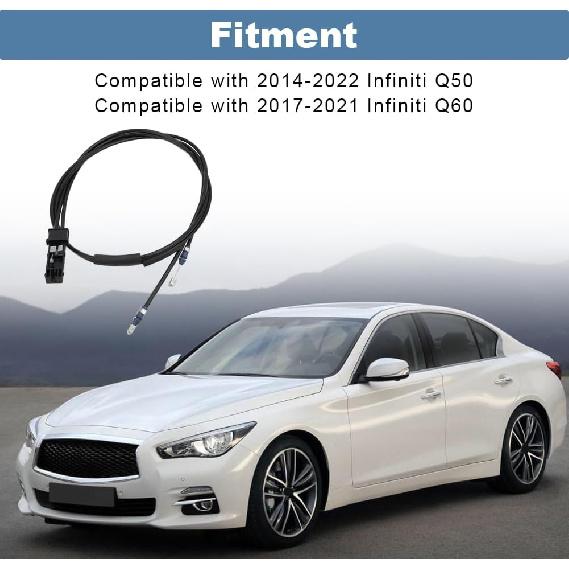 Hood Latch Lock Release Cable Replacement for 65620-4GA0A 656204GA0A Compatible with Infiniti Q50 2014-2018 Infiniti Q60 2017-2018 Hood Lock Control