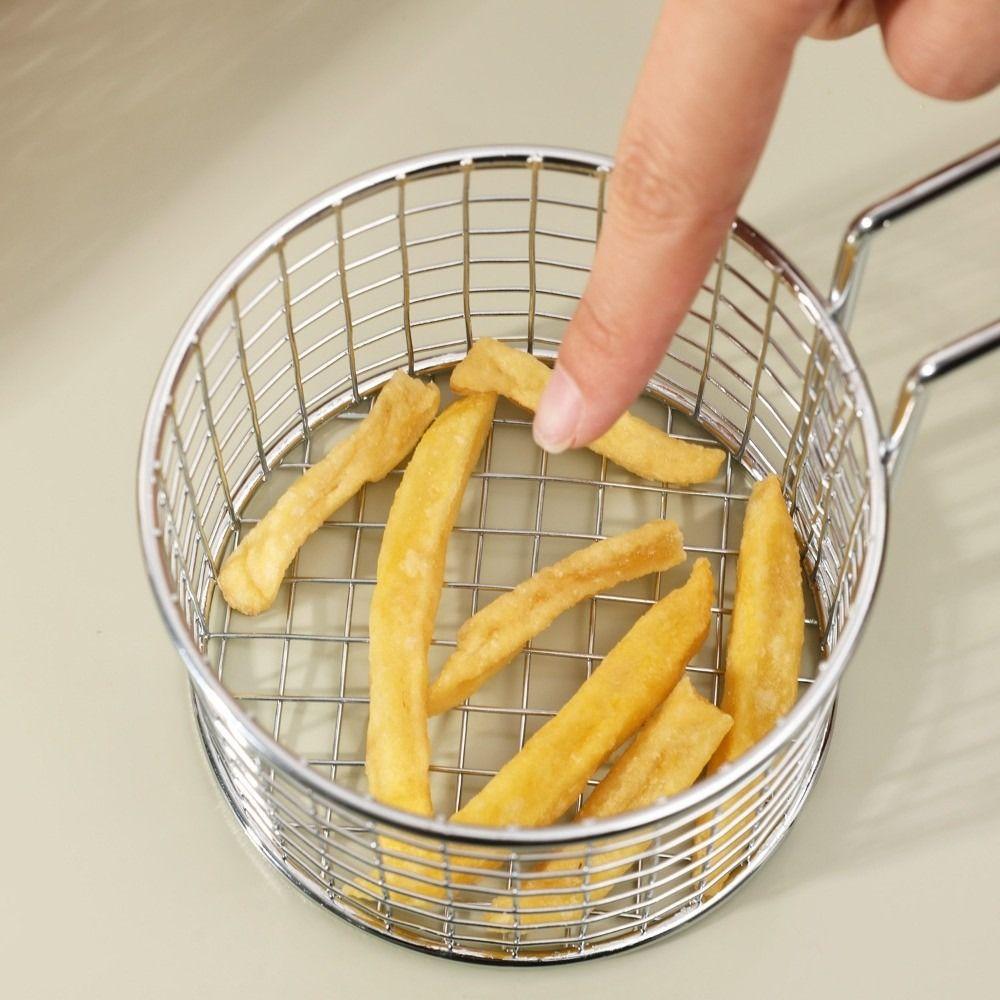 Reusable French Fry Basket Stainless Steel Frying Basket Portable Strainers  Kitchen Frying Tools