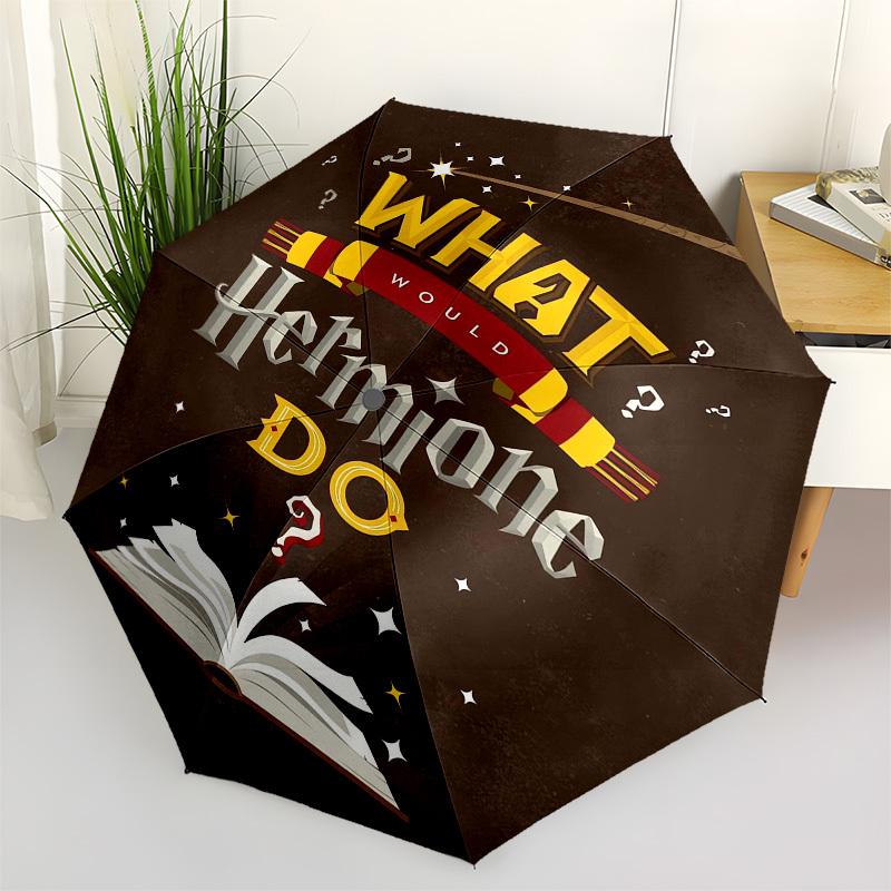1pc What Would Hermione Do? Umbrella with Plastic Handle,Cartoon Pattern,Suitable for All Seasons Multi-functional Umbrella373