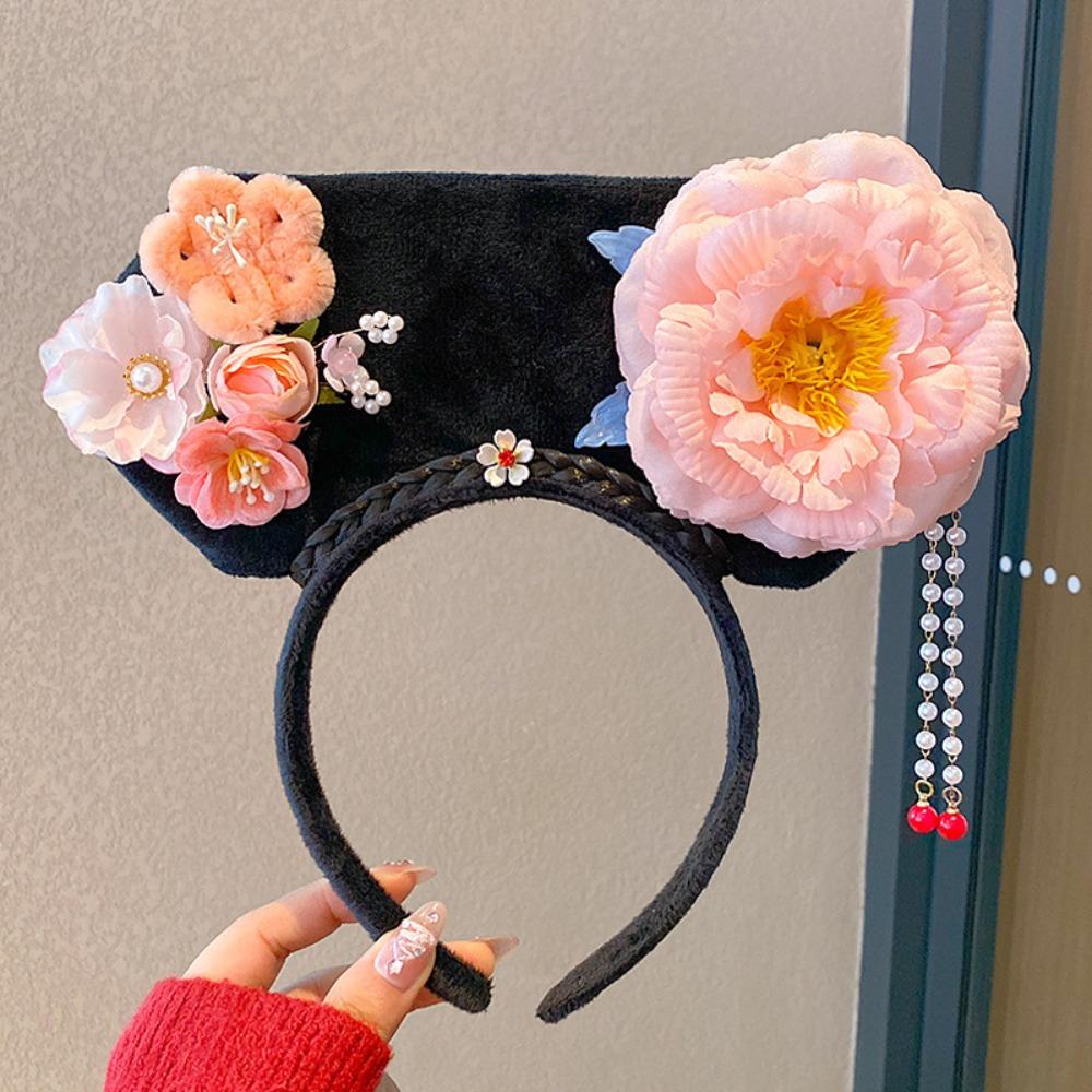 Velvet Bow Ancient Style Gege Headband Flower Hanfu Headwear Chinese Style Headwear  Children