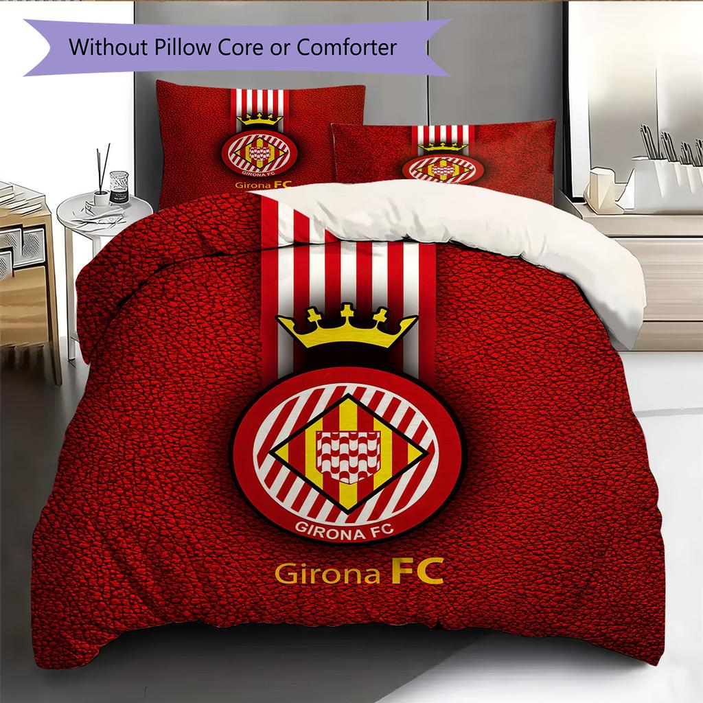 Girona FC Football Club  Pattern Bedding Quilt Set  Home Decoration  Gift (1 * duvet cover + 2 * pillowcase  without core)