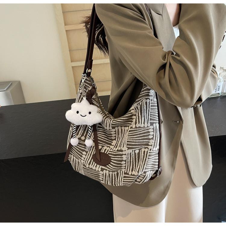 Ielgy Ladies High-End Feeling Autumn Winter Canvas One-Shoulder Large-Capacity Tote Bag