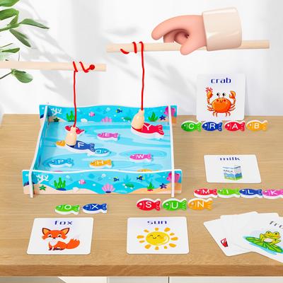 Wooden Magnetic Fishing Game Gift For Toddlers Kids Educational Toy With Letter