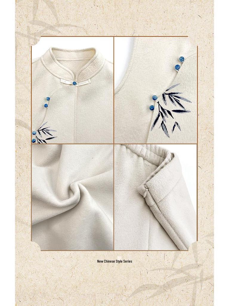 Spring 2025 New Chinese Style Stand Collar Vest & Half Skirt Two-Piece Set Dress (ZM25201)