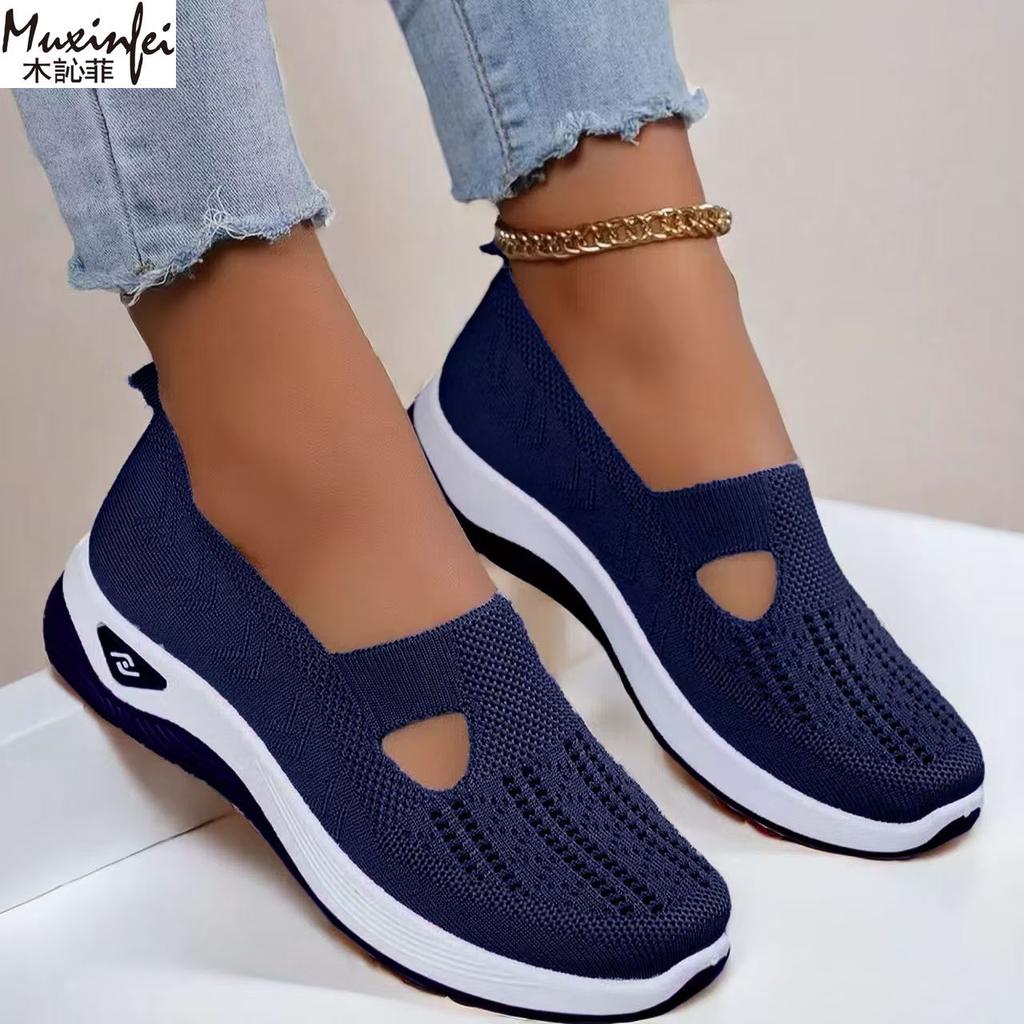 Chaussures d'été pour femmes Respirantes à semelle souple Chaussures pour femmes à enfiler en tissu grande taille 35-43 chaussures pas chères liquidation