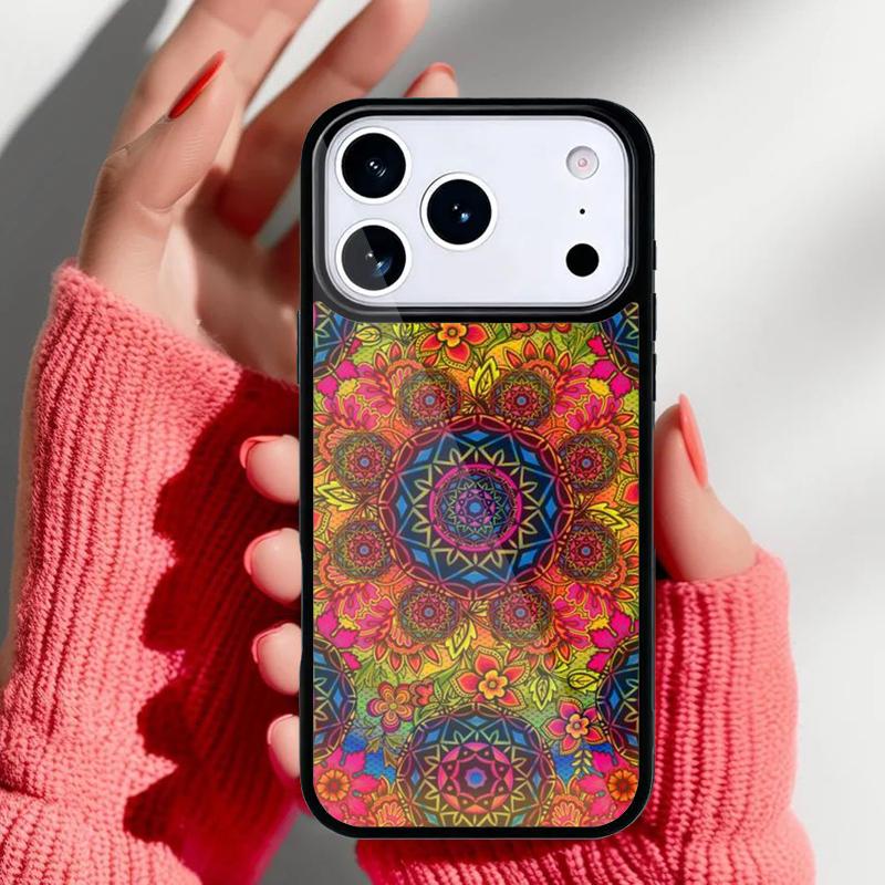 Elegant Mandala Floral Design Phone Case for iPhone 17 16 15 14 13 Pro Max Back Cover for 12 11 Pro Coque