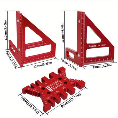 Woodworking Tenon Caliper Dovetail Jig and Miter Triangle Ruler - 1Pc/2Pcs Aluminum Square Protractor and Tenon Gaps Gauge Kit