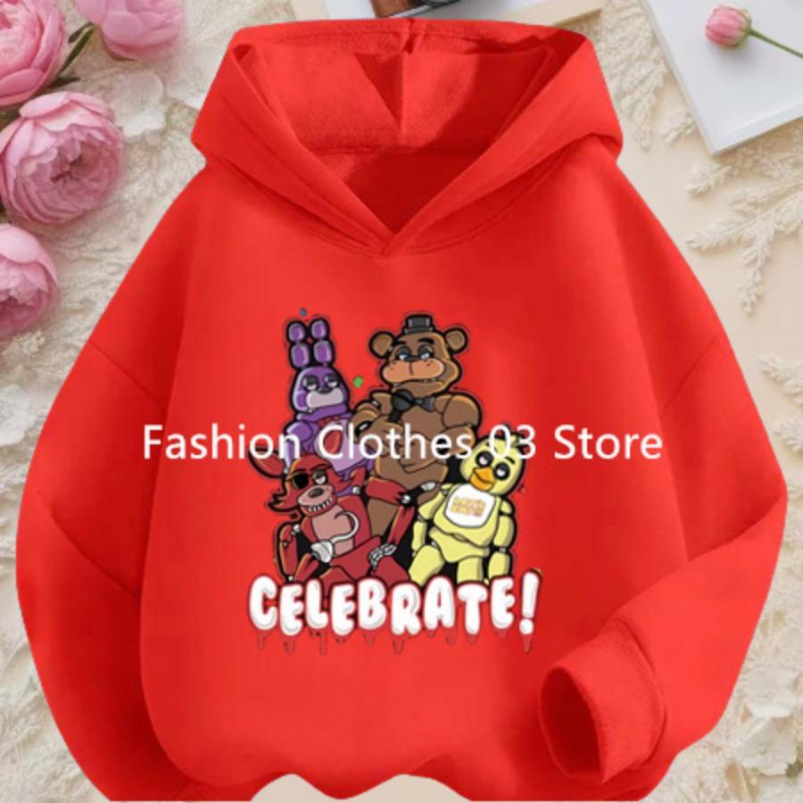 2026 Anime Five Nights Bear Hoodie 3-12 Year Kids Cosplay Unisex Hoodies Boys Sweatshirt Teen Girls Clothes Birthday Gift
