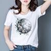 Sommer Neues Individuell Bedrucktes Modisches Damen-T-Shirt Personalisiertes Mondmuster Rundhals-T-Shirt für Damen Harajuku Ästhetik