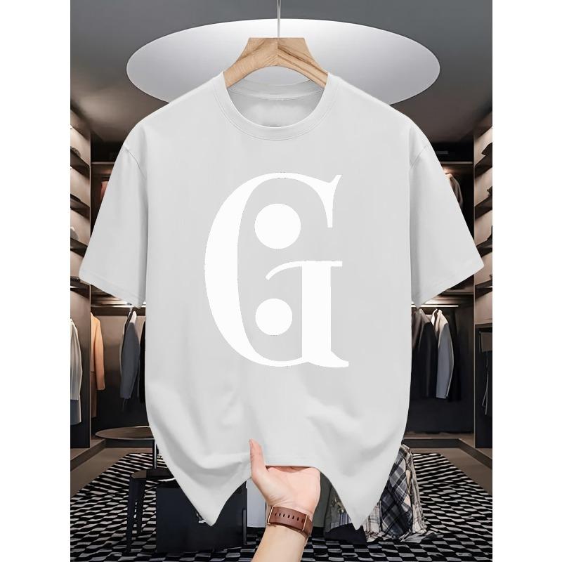 

European size Men S Short-Sleeve T-Shirts for Summer, Stylish And Trendy Printed Shirts for Males Round Neck Tops S белый