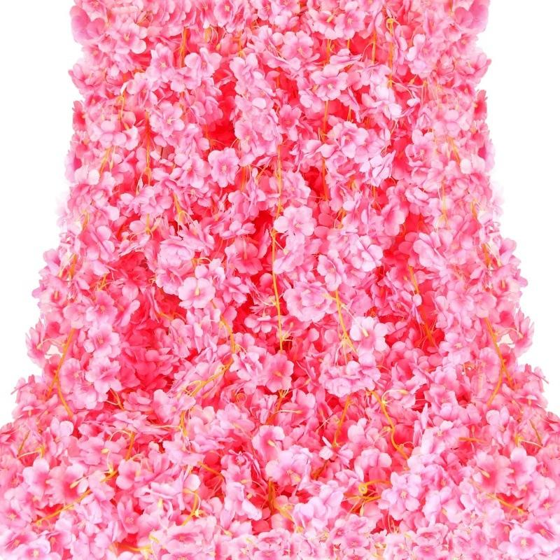 180m Artificial Sakura Wisteria Vine Realistic Fake Flower Garland for Pipe Concealment Wall Decoration Wedding Party Decor