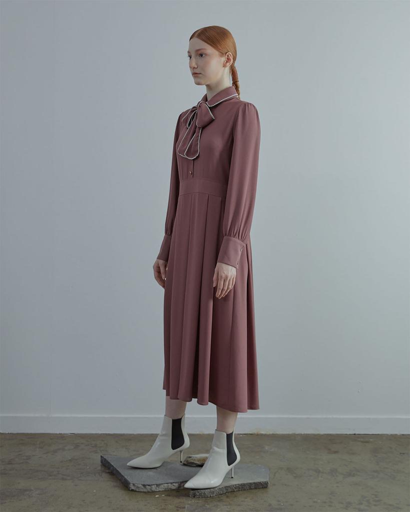 Salon De Seoul Lily Pleated Dress - Marsala