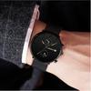 Geneva Luxury Brand Watch Men Black Watches Stainless Steel Mesh Band Auto Date Quartz Wristwatches Men Clock Relogio Masculino