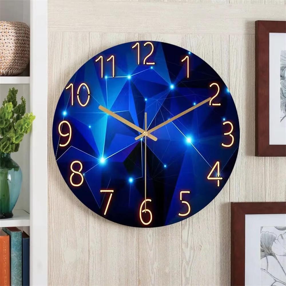 Glass Wall Clock Modern Design Landscape Light Luxury Colorful Art Reloj Pared Decorativo Clocks Living Room Bedroom Home Decor