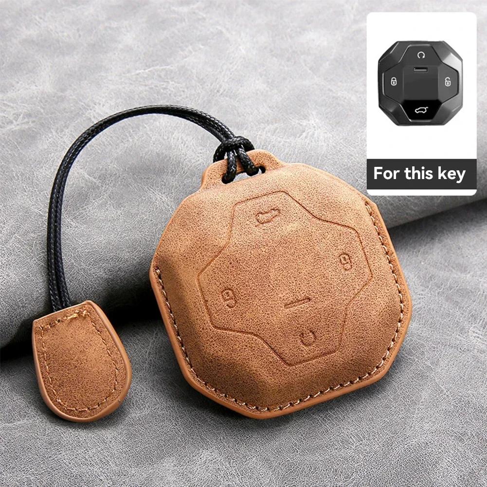 Leather Car Key Case Cover Protective Shell for Chery Jetour To Genesis Traveller T2 X90 X70 X95 DASHING X-1 Plus DTC L9 Kechain